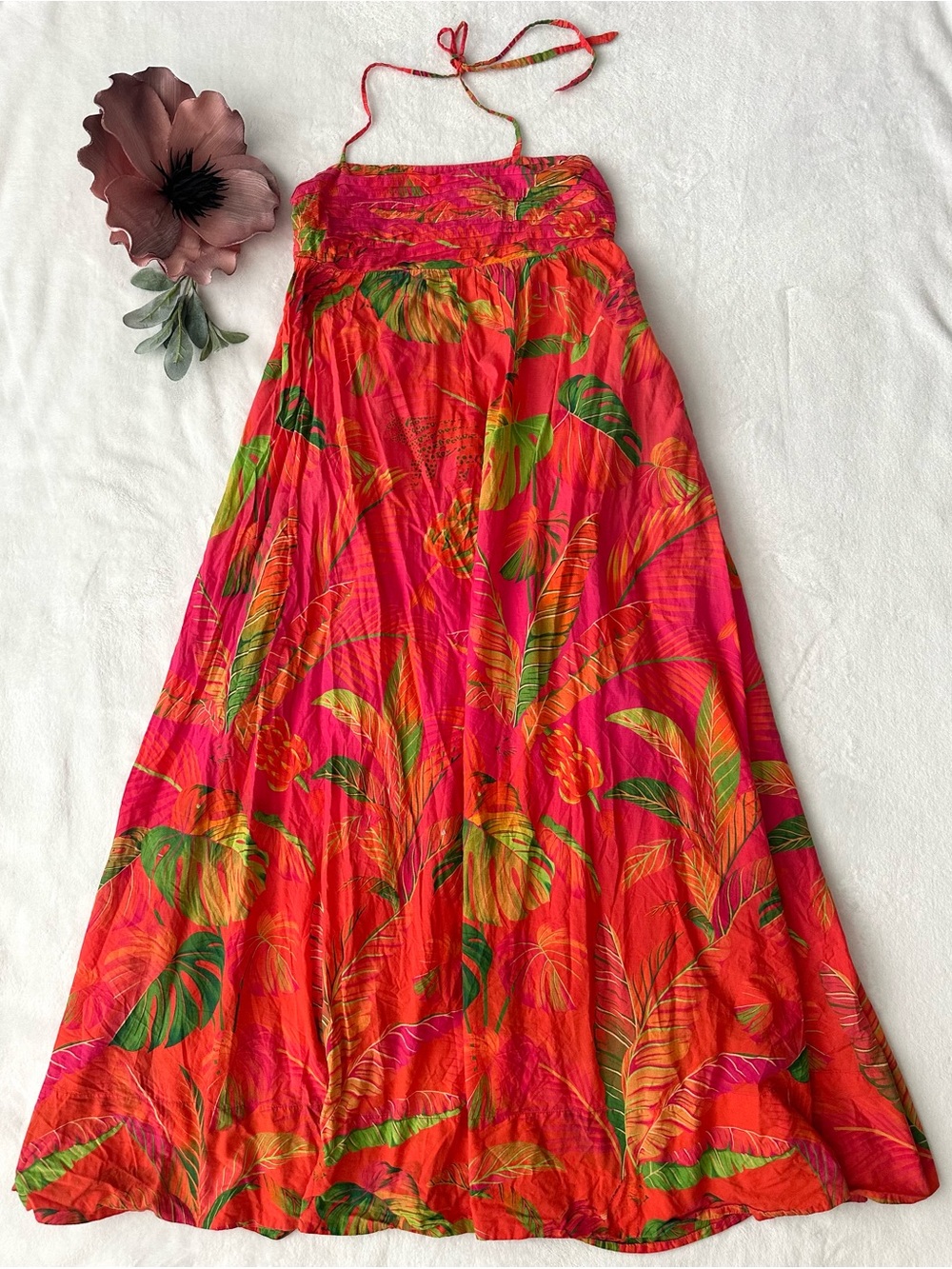 FARM RIO Orange Ombre Forest Maxi Dress Small